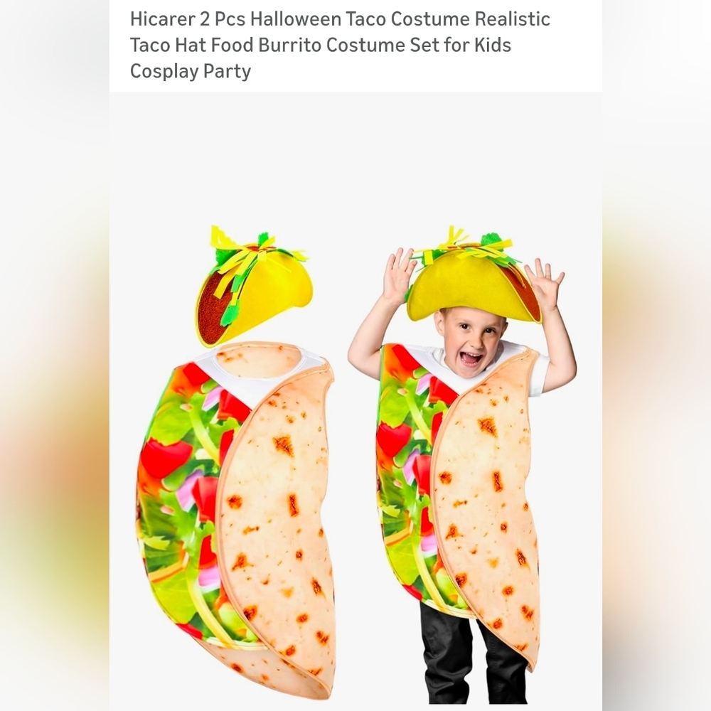 Kids Or Adult Small Taco Costume WithTaco Hat